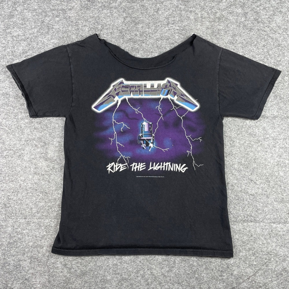 VTG Metallica T Shirt Mens S Black Ride The Lightning Tour Merch Cut Neck 2007